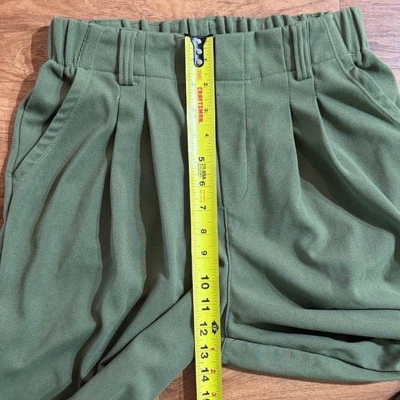 Halara Flex Women Small High Waisted Pocket Wide Waffle Work Loden Green Pants - Picture 6 of 12